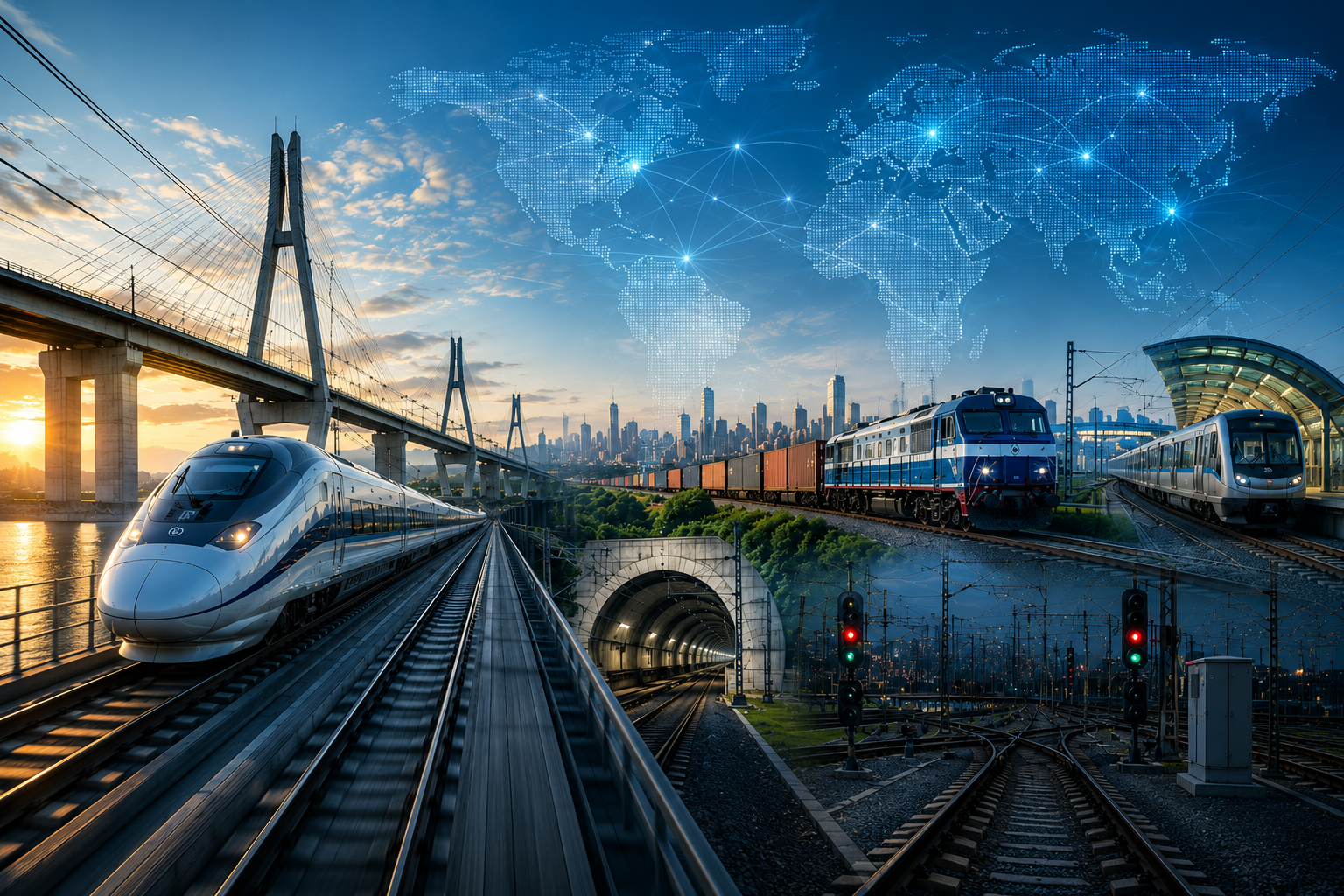 Modern railway connecting cities and communities